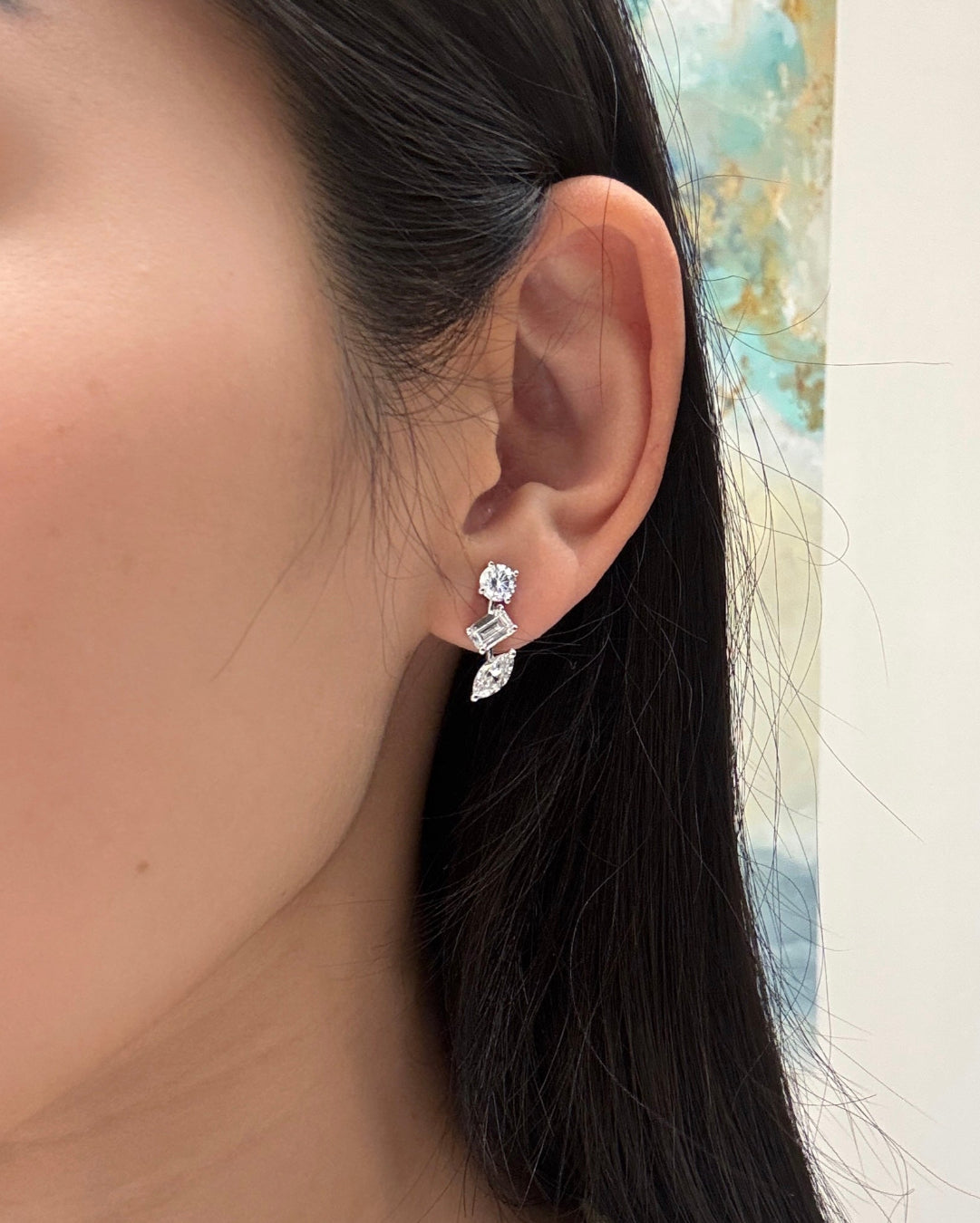 Fancy Cut Bar Ear Studs 0.5CT @ Avenue Diamonds