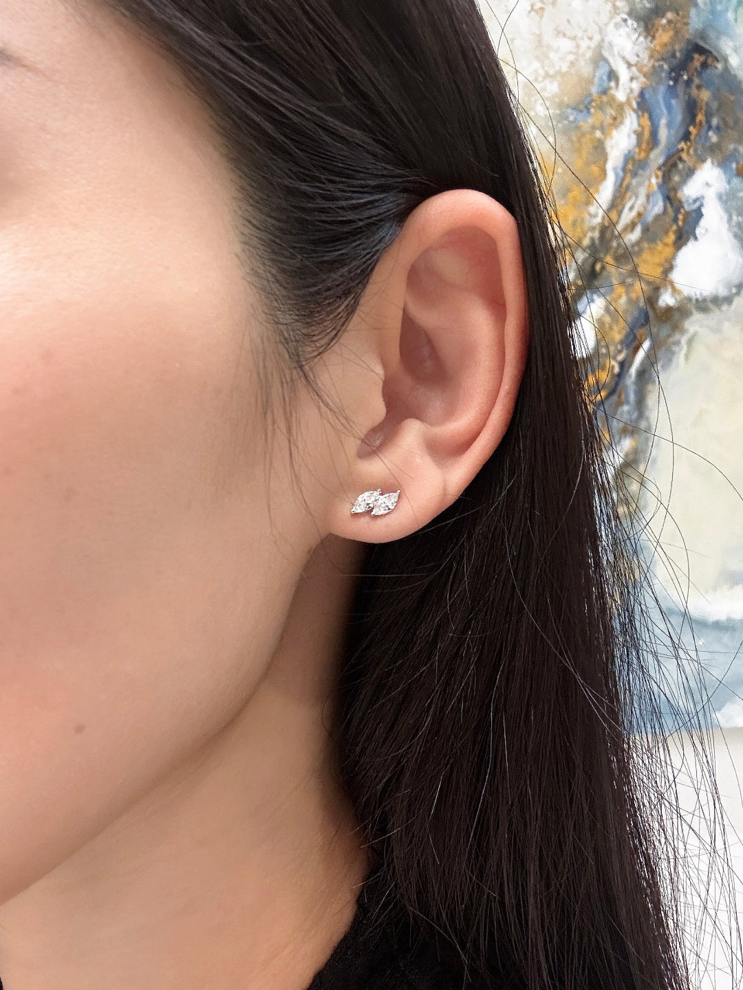 Marquise Step Ear Studs 0.3CT and 0.5CT @ Avenue Diamonds